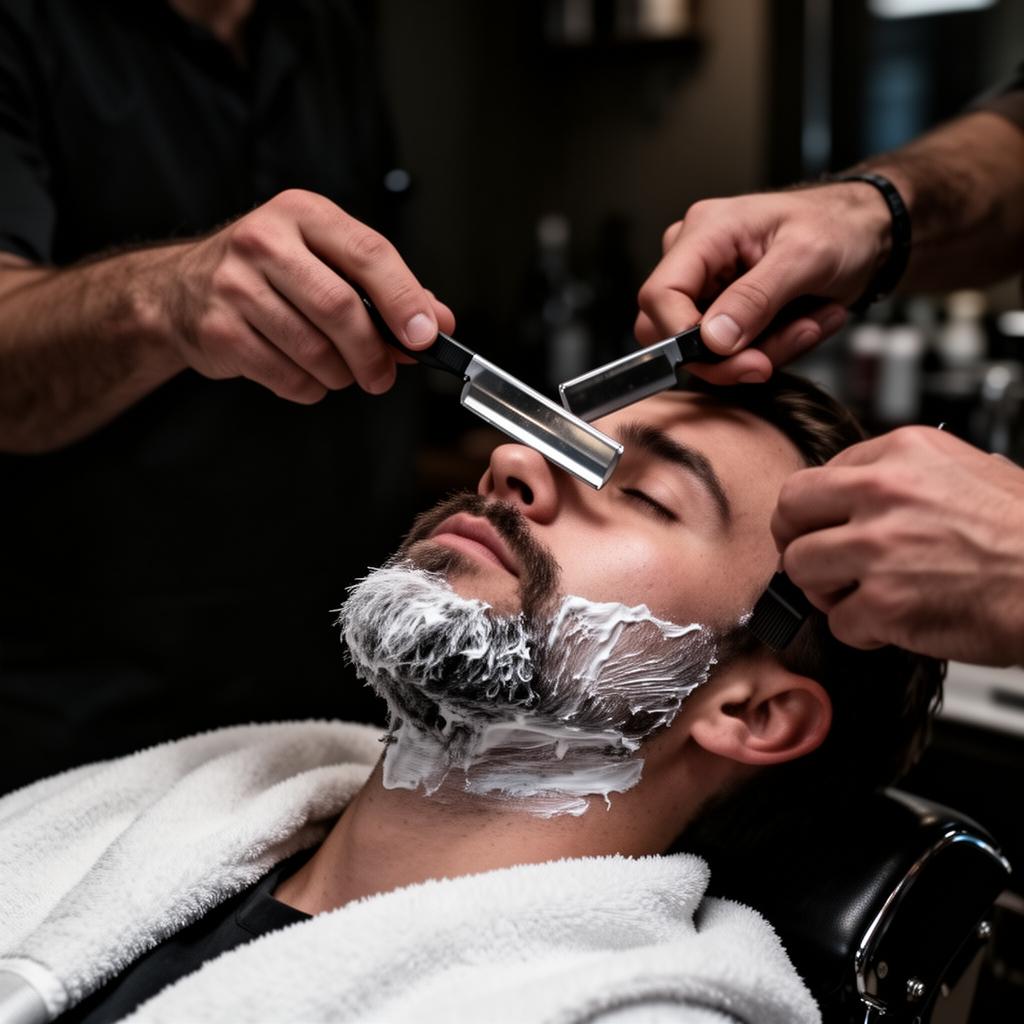 Barba tradicional com navalha